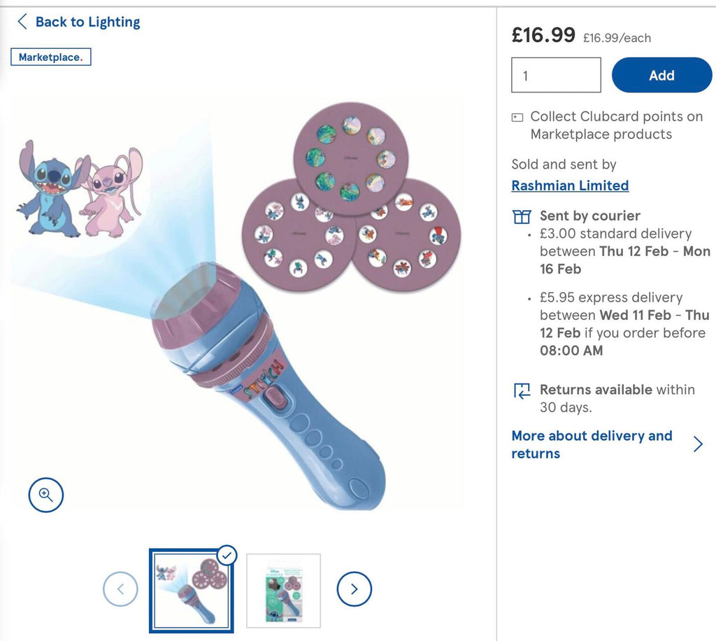 Disney Classics Stitch Stories Projector Torch
