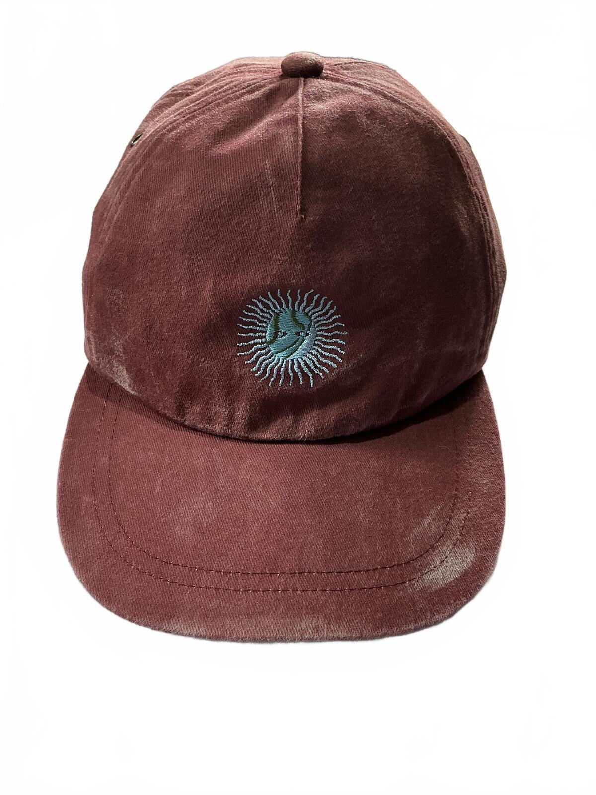 Paul Smith Burgundy Washed Look Baseball Cap with Sun Embroidery Adjustable Size