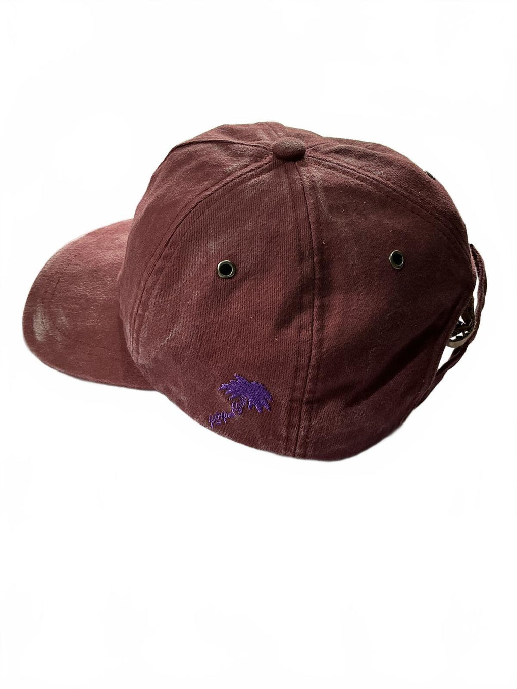 Paul Smith Burgundy Washed Look Baseball Cap with Sun Embroidery Adjustable Size