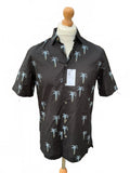 Paul Smith Black Short Sleeve Shirt with Palm Tree Print Size Small
