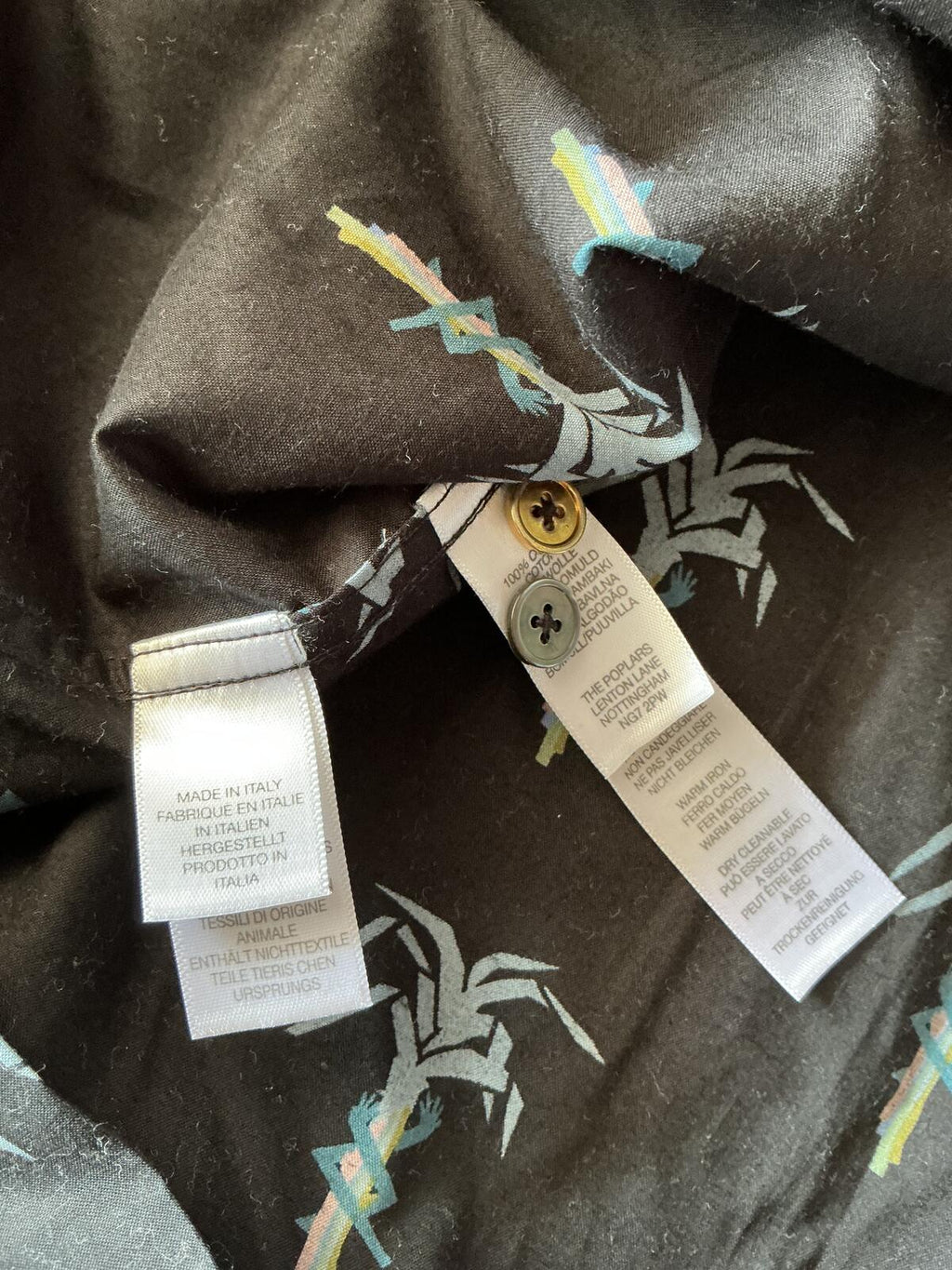 Paul Smith Black Short Sleeve Shirt with Palm Tree Print Size Small