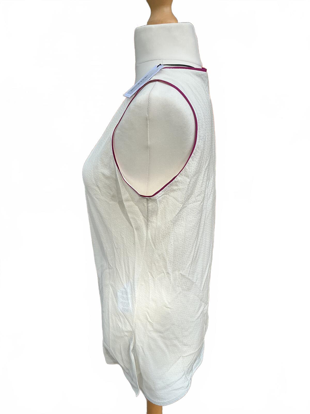 Silk Paul Smith Cream Sleeveless Top with Purple Trim Size 14