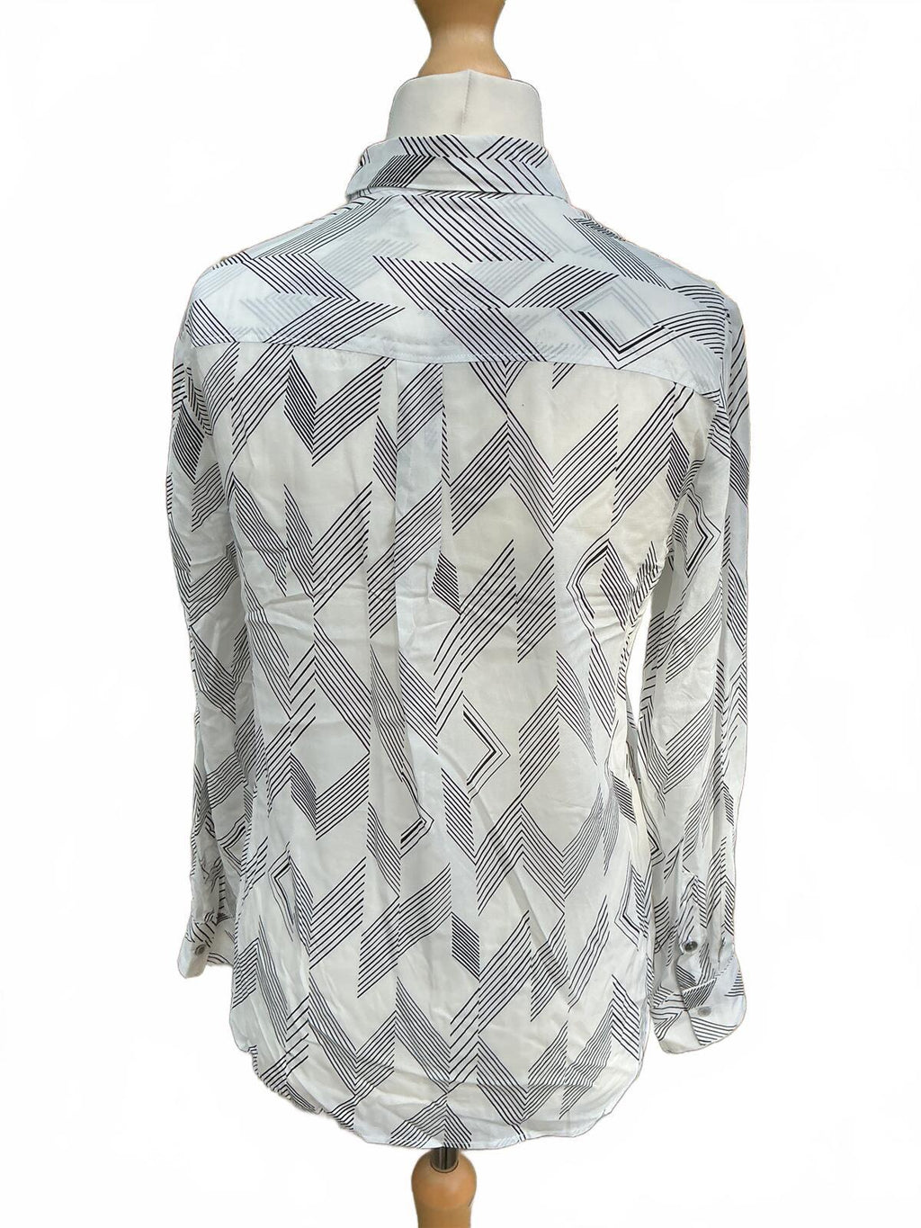 Paul Smith White and Black Geometric Patterned Long Sleeve Shirt Size 8
