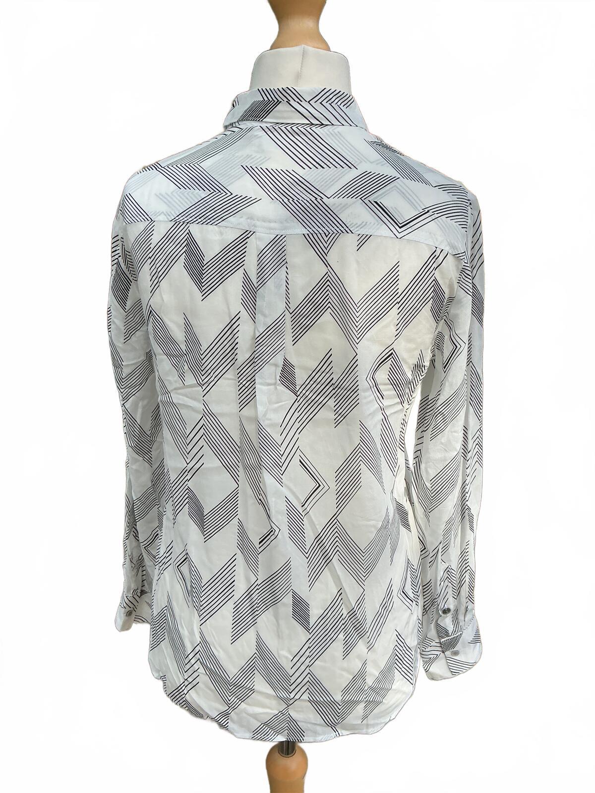 Paul Smith White and Black Geometric Patterned Long Sleeve Shirt Size 8