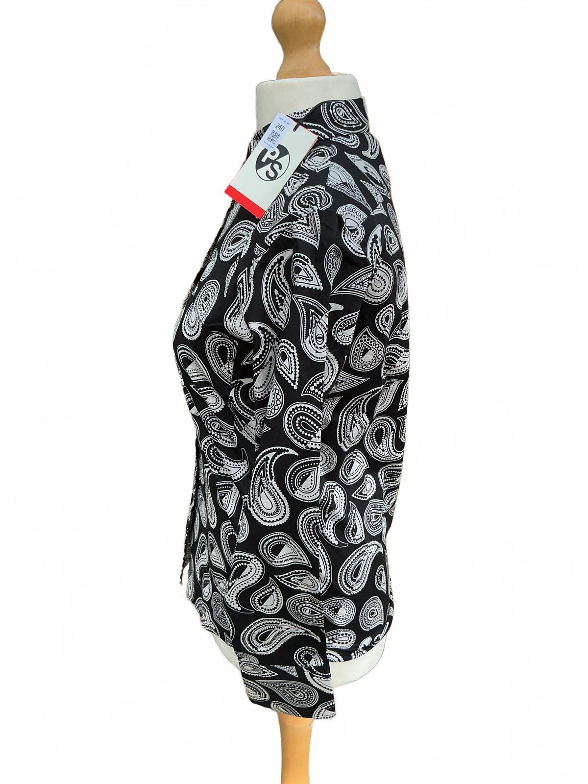 Paul Smith Black and White Paisley Print Long Sleeve Top Size Small