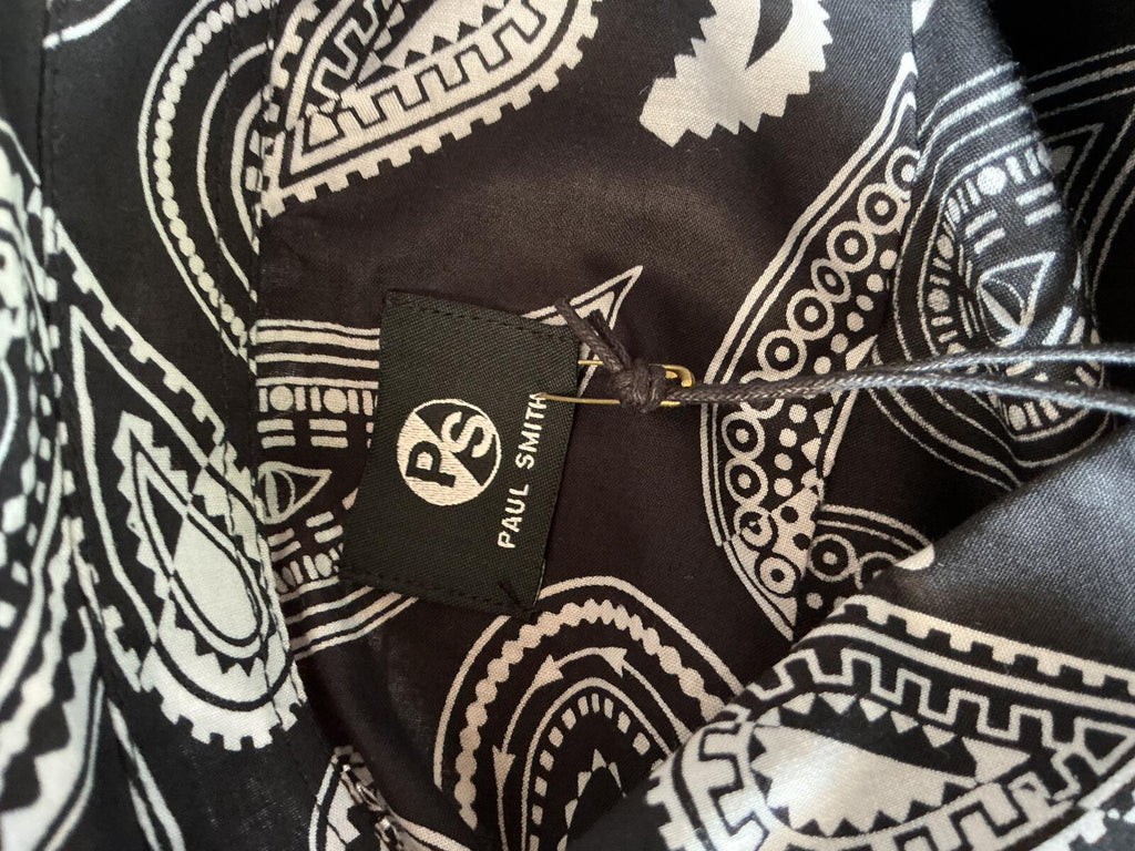 Paul Smith Black and White Paisley Print Long Sleeve Top Size Small