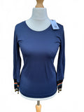 Paul Smith Navy Blue Long Sleeve Top with Colourful Cuffs Size Small
