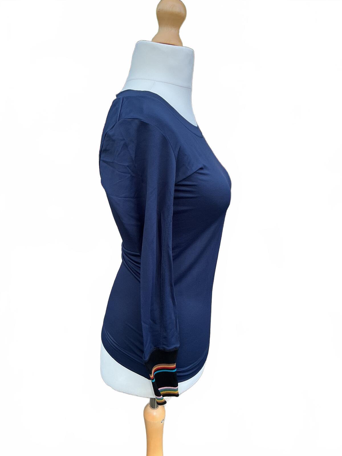 Paul Smith Navy Blue Long Sleeve Top with Colourful Cuffs Size Small