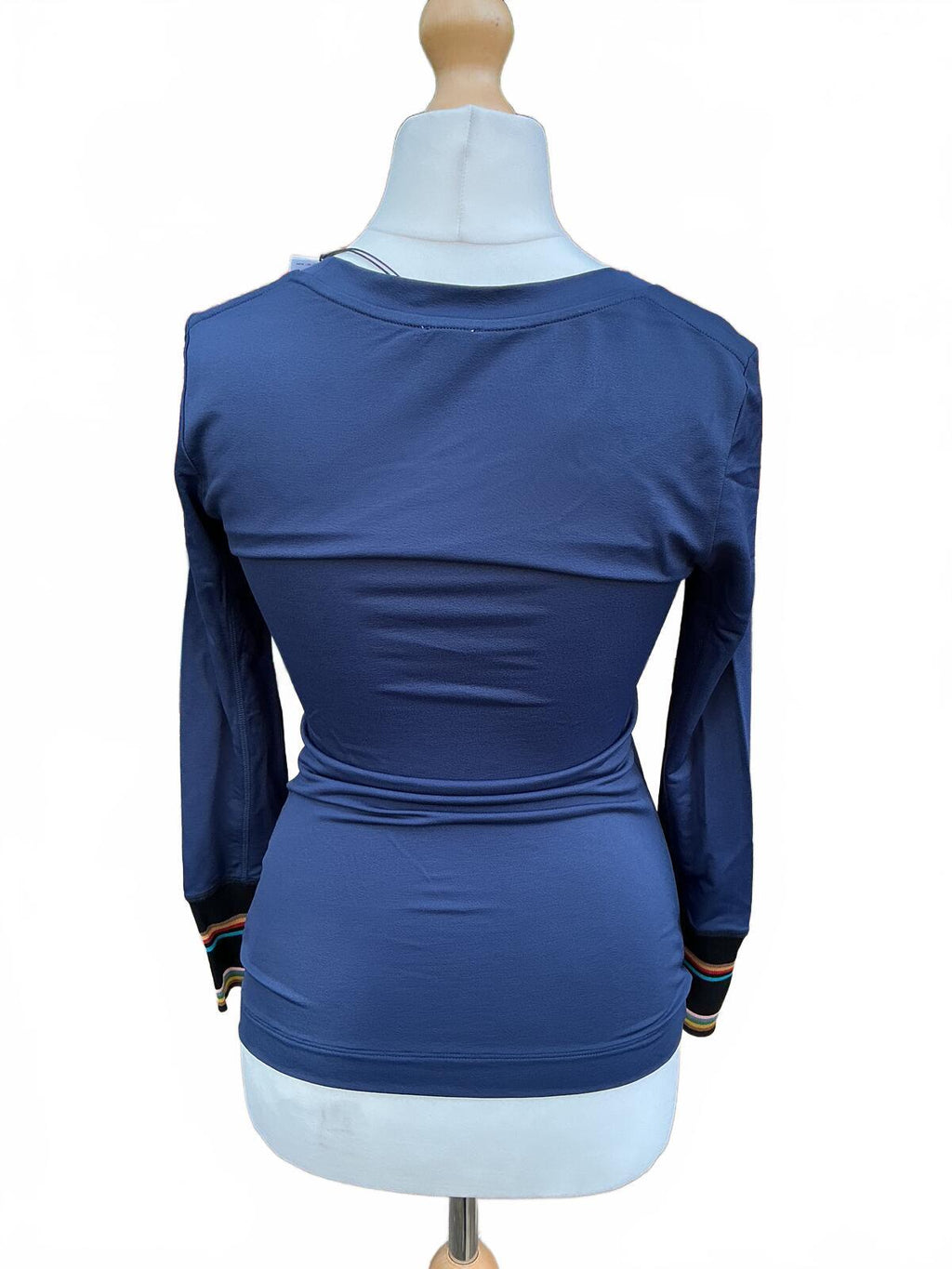 Paul Smith Navy Blue Long Sleeve Top with Colourful Cuffs Size Small
