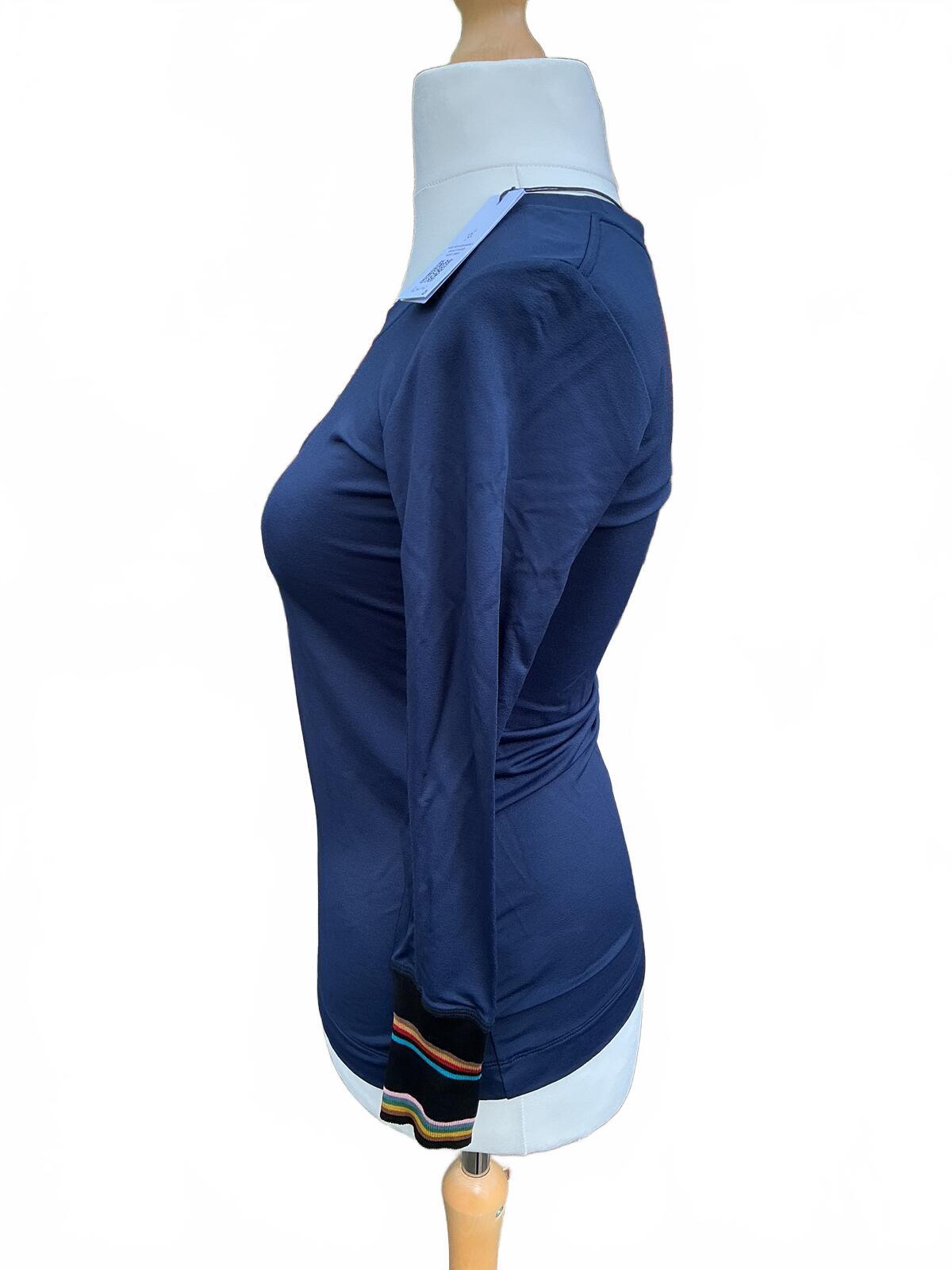 Paul Smith Navy Blue Long Sleeve Top with Colourful Cuffs Size Small