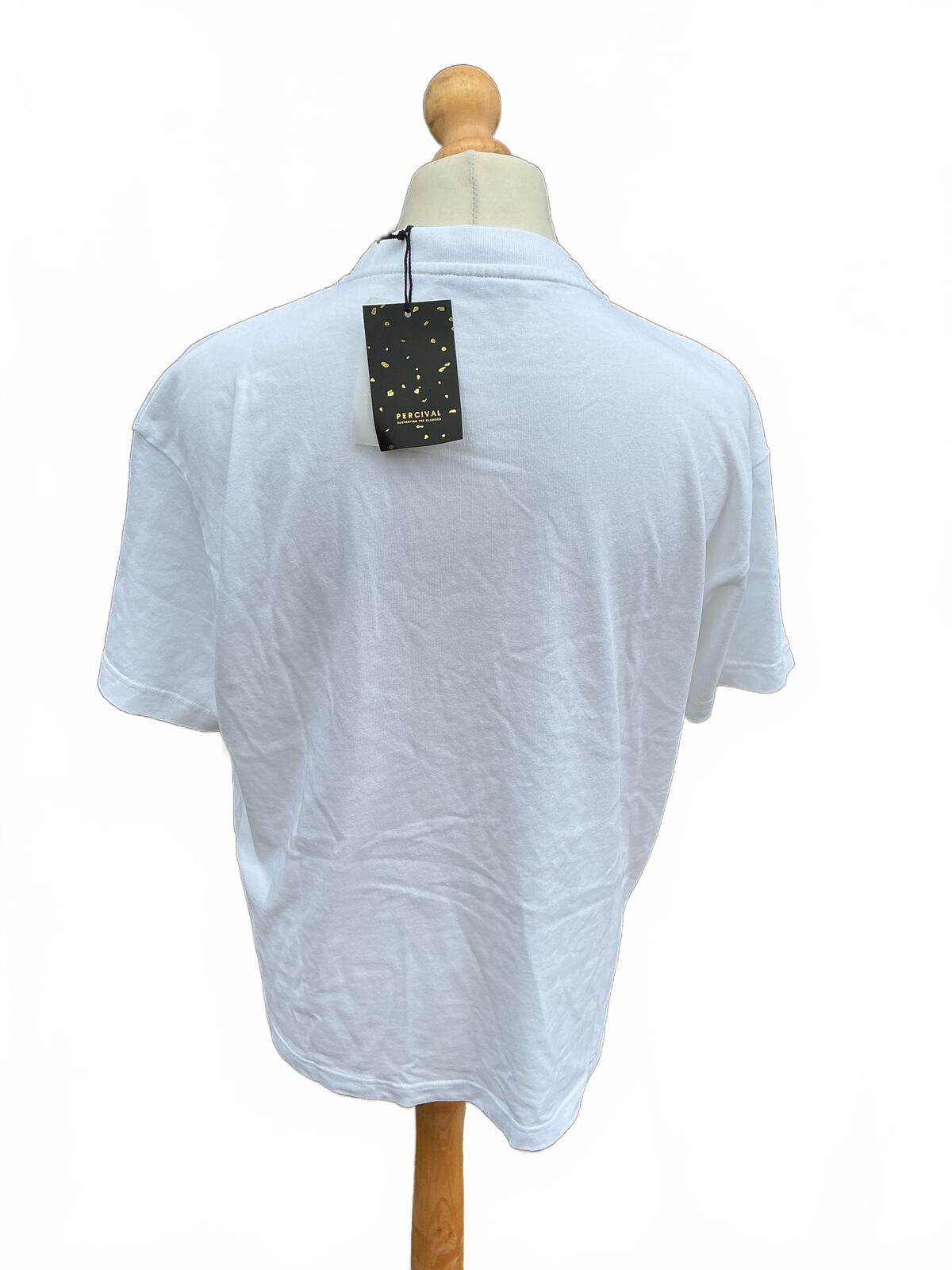 Percival White Classic Crew Neck T-Shirt Size M Casual Basic Wear