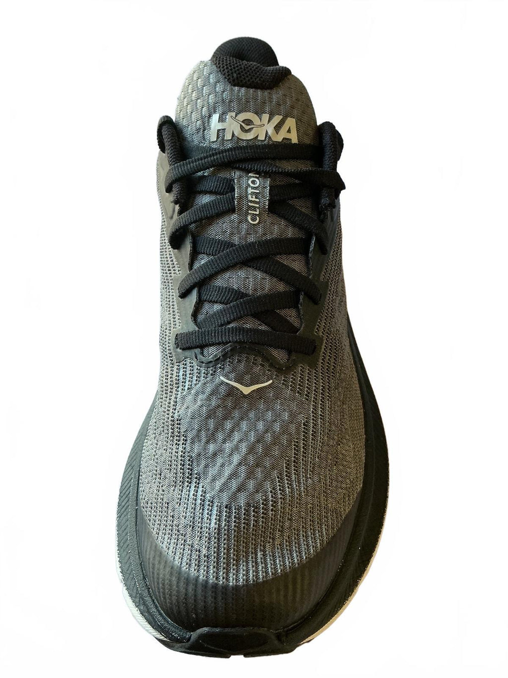 Hoka Clifton grey black running shoes