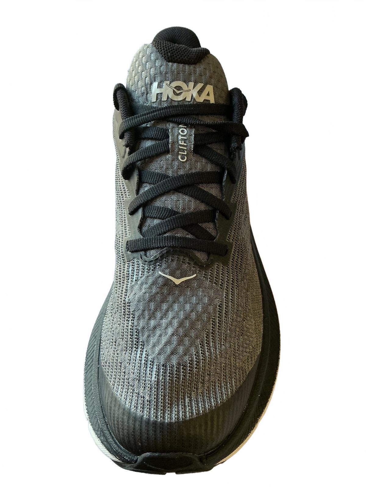 Hoka Clifton grey black running shoes