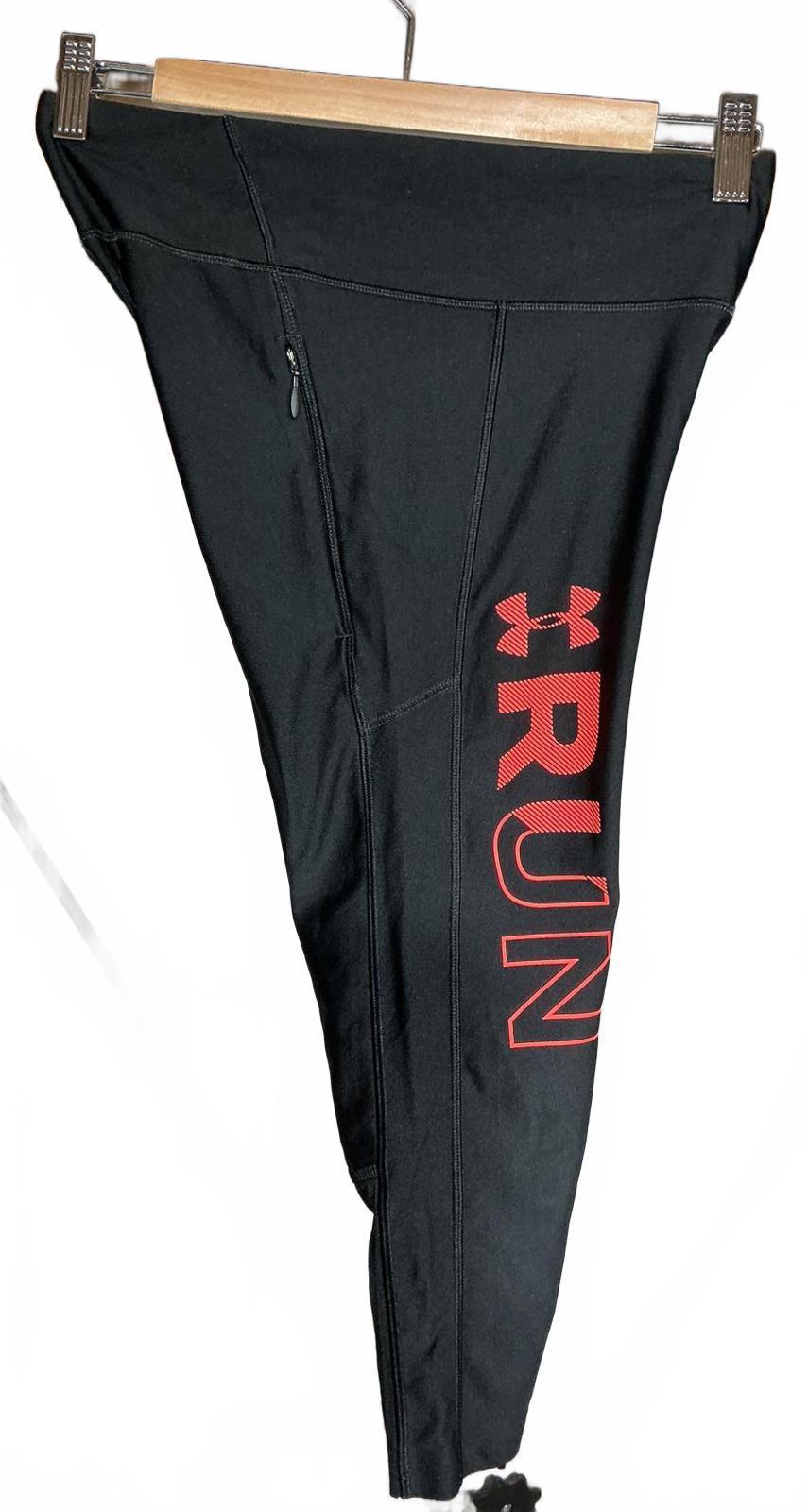 Under Armour Women's Black Running Leggings with Red RUN Logo