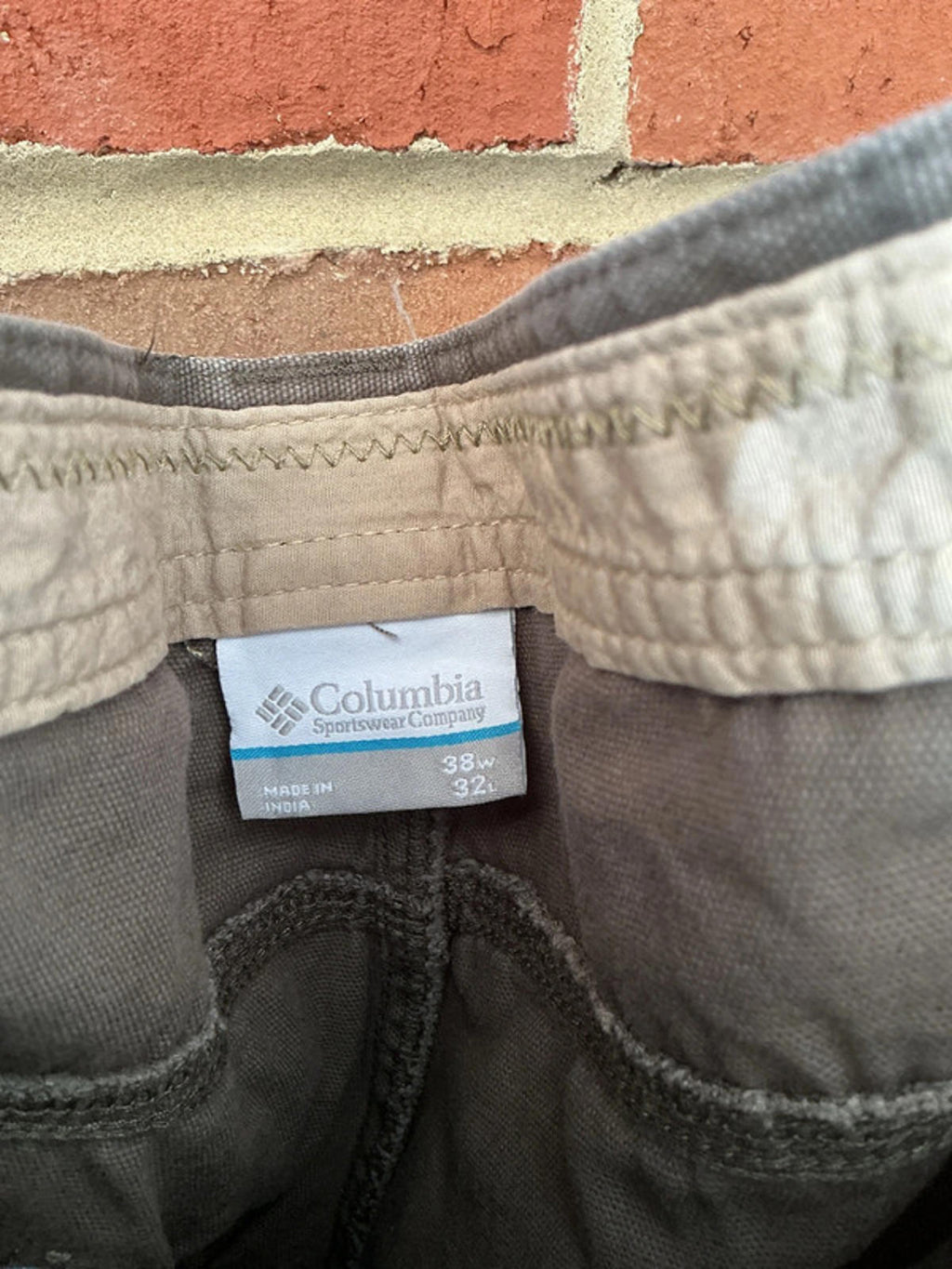 Columbia Men's Hiking Trousers Lightweight Cotton 38W 32L Khaki Green VeryGood