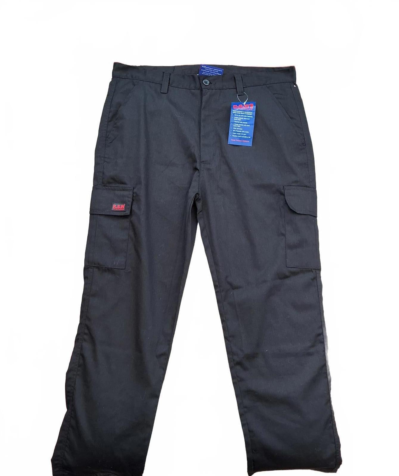 RSW Workwear Black Cargo Trousers Large 36/31