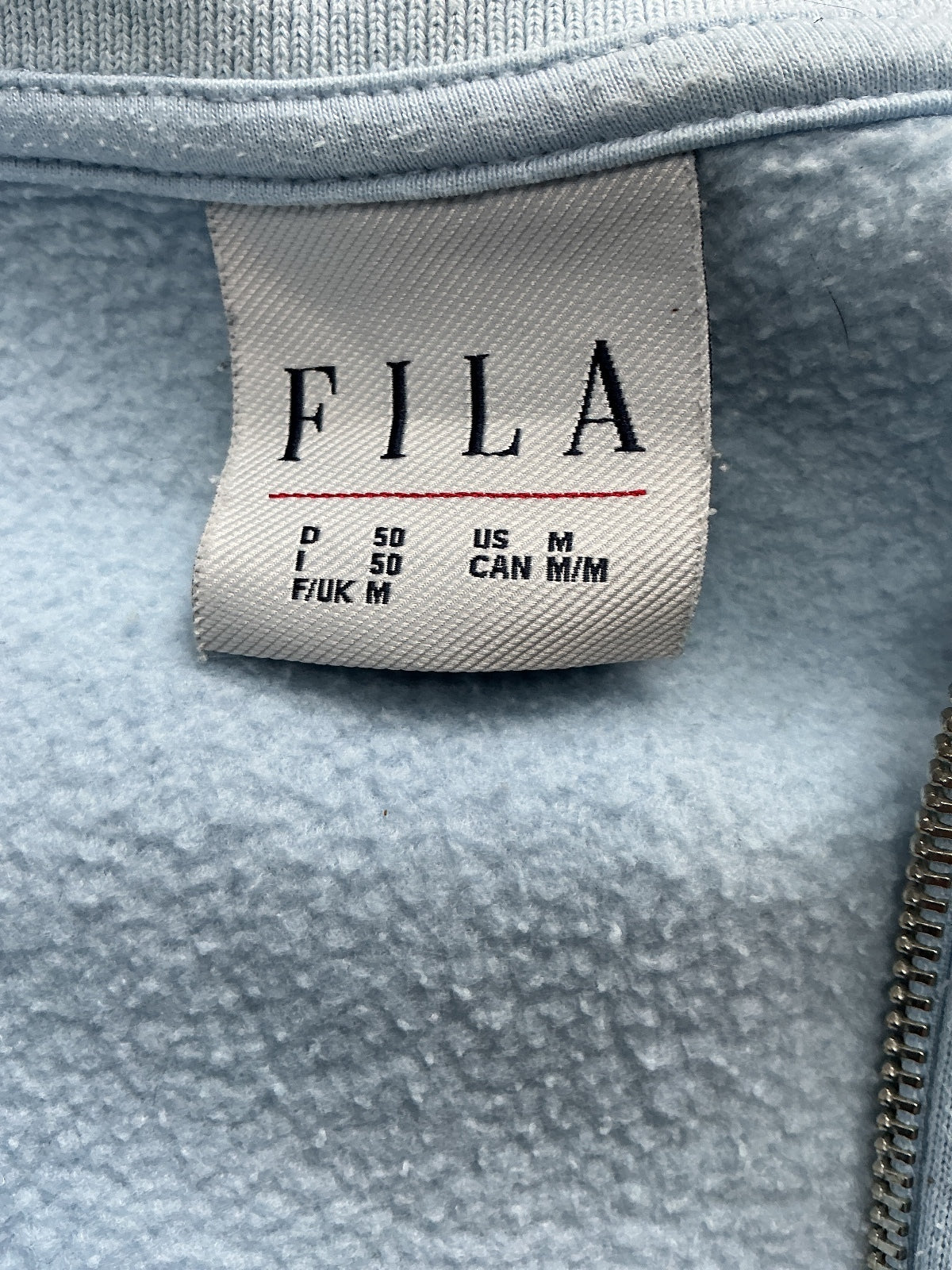 Vintage FILA Men's Sweatshirt Medium Light Blue Half Zip Collar Casual