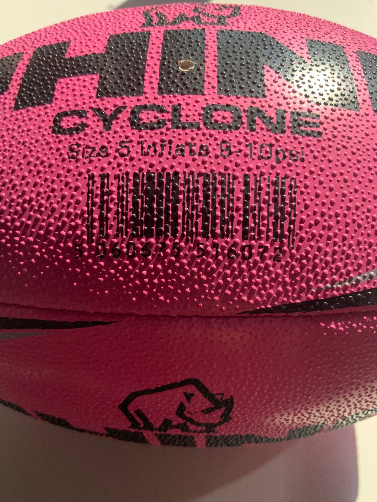 Rhino Cyclone Rugby Ball Size 5 - White and Pink Set of 2