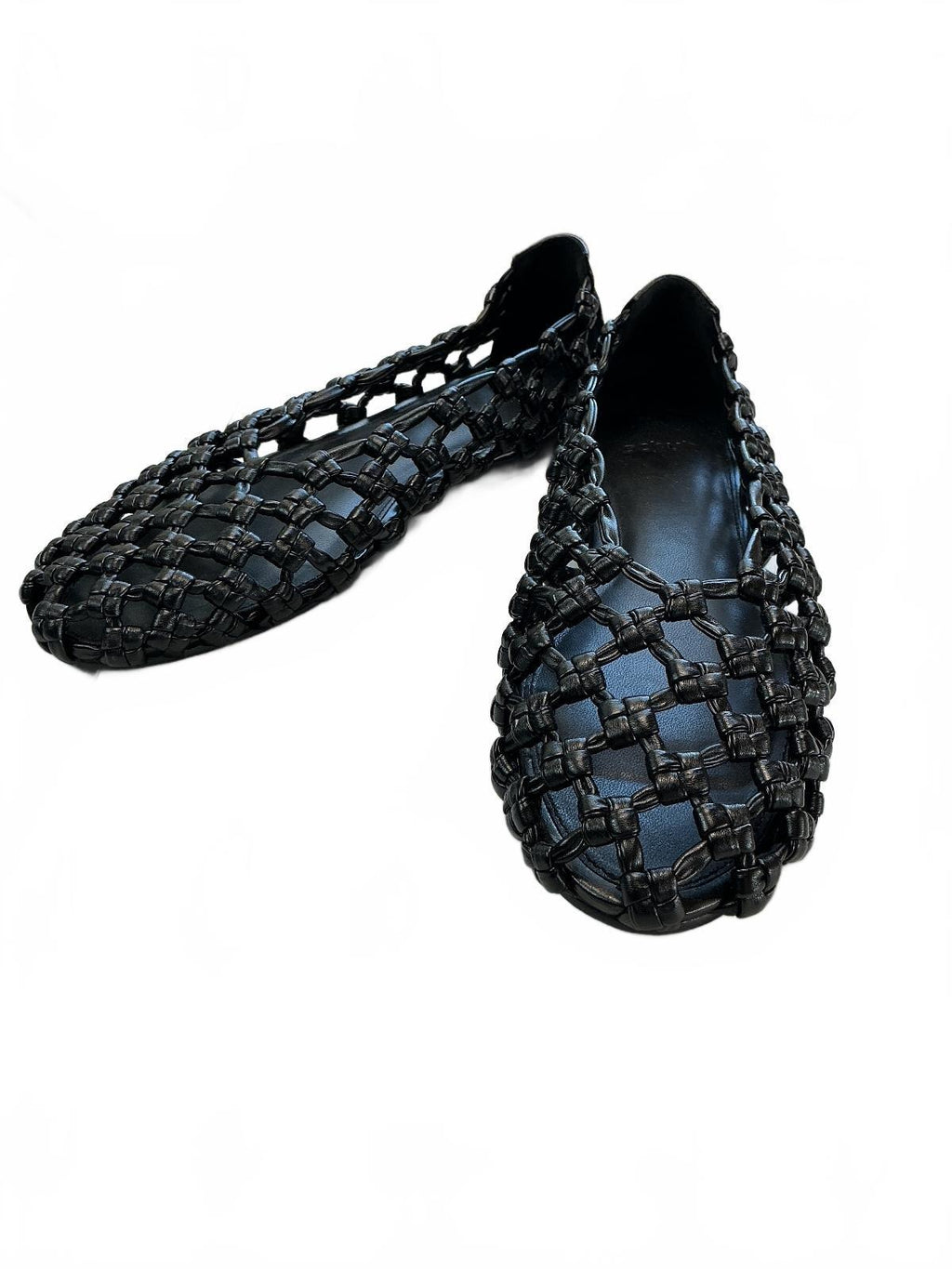 Schuh Black Woven Leather Flats Size 5 Stylish Comfortable Shoes