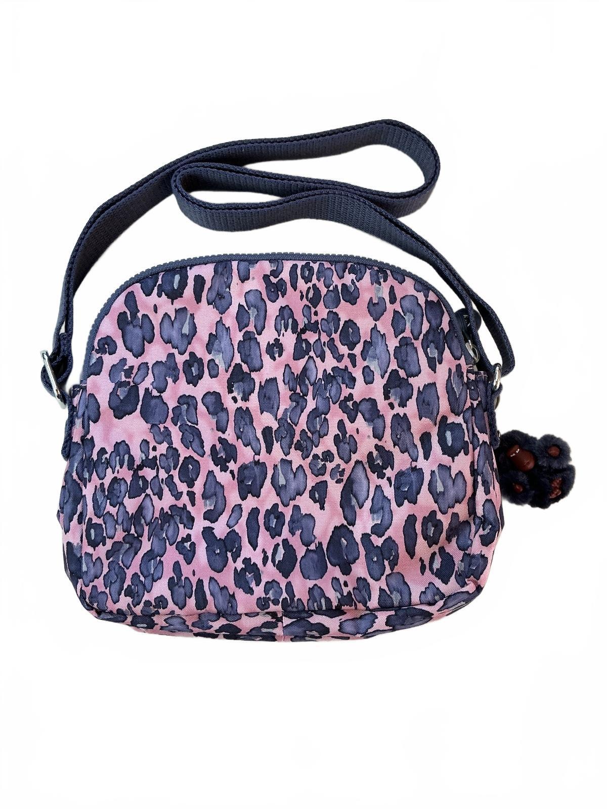 Kipling Keeffe Crossbody Bag Women Pink Leopard Print Lightweight Adjustable