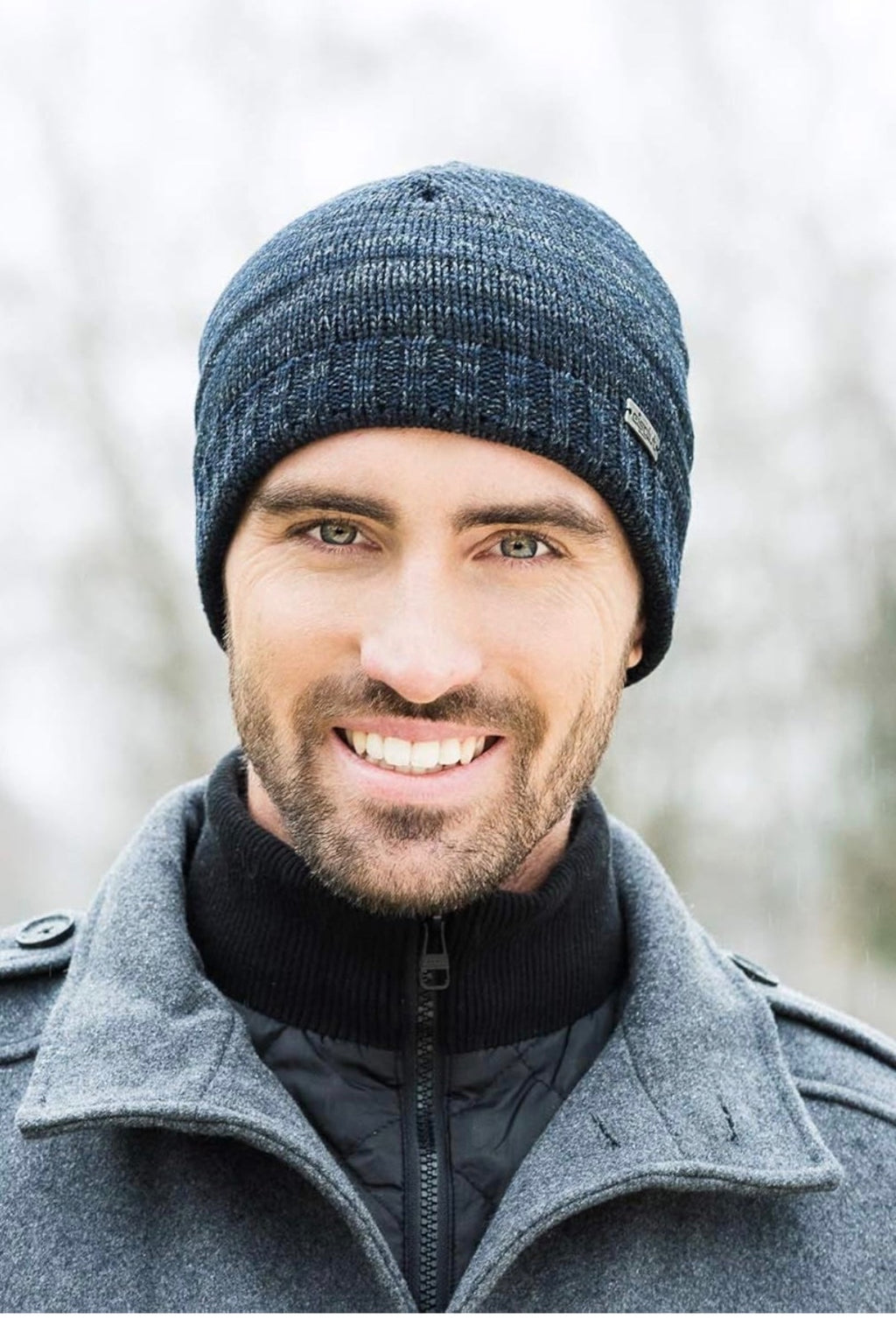 Eisglut Dylan One Size Anthracite Marled Knit Beanie Hat with Fleece Liner