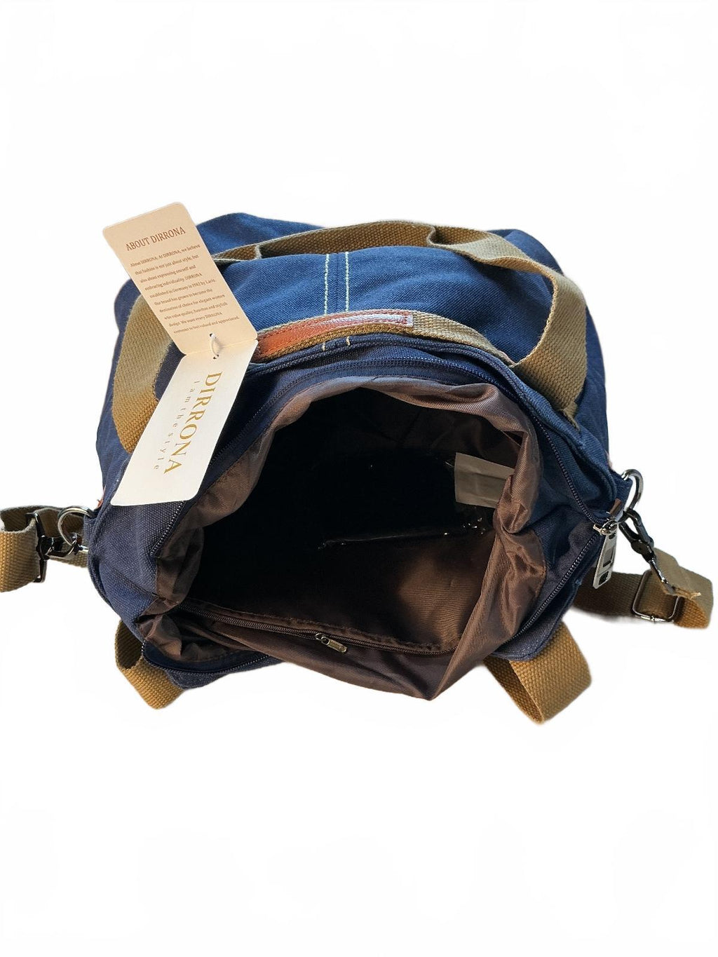 DIRRONA Canvas Tote Bag Women Navy Blue Durable Casual