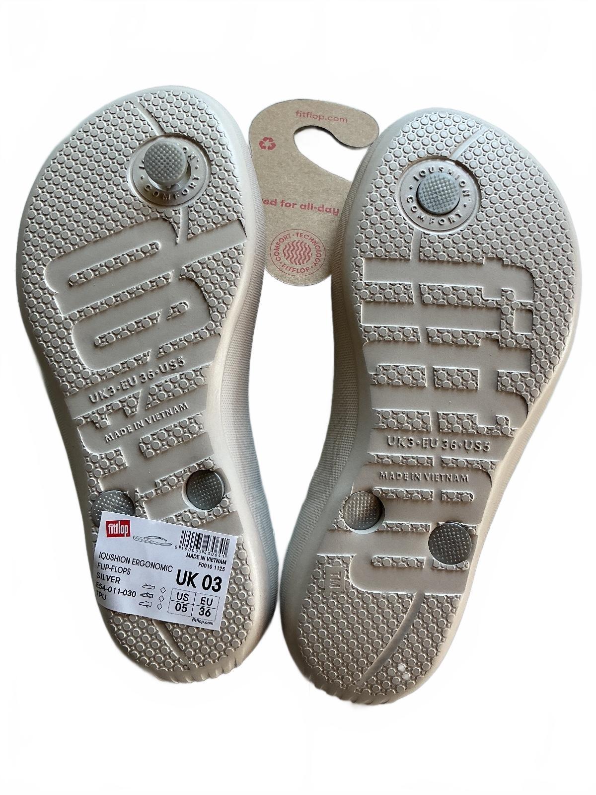 FitFlop Silver Cushion Ergonomic Flip Flops UK 3 EU 36 US 5 Comfortable