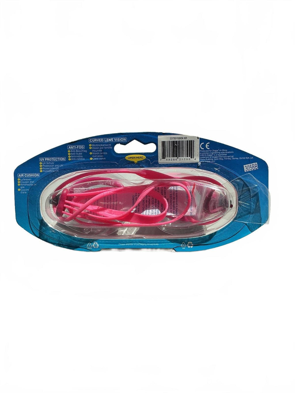 Zoggs Fusion Air Pink Swimming Goggles with Air Cushion Adults