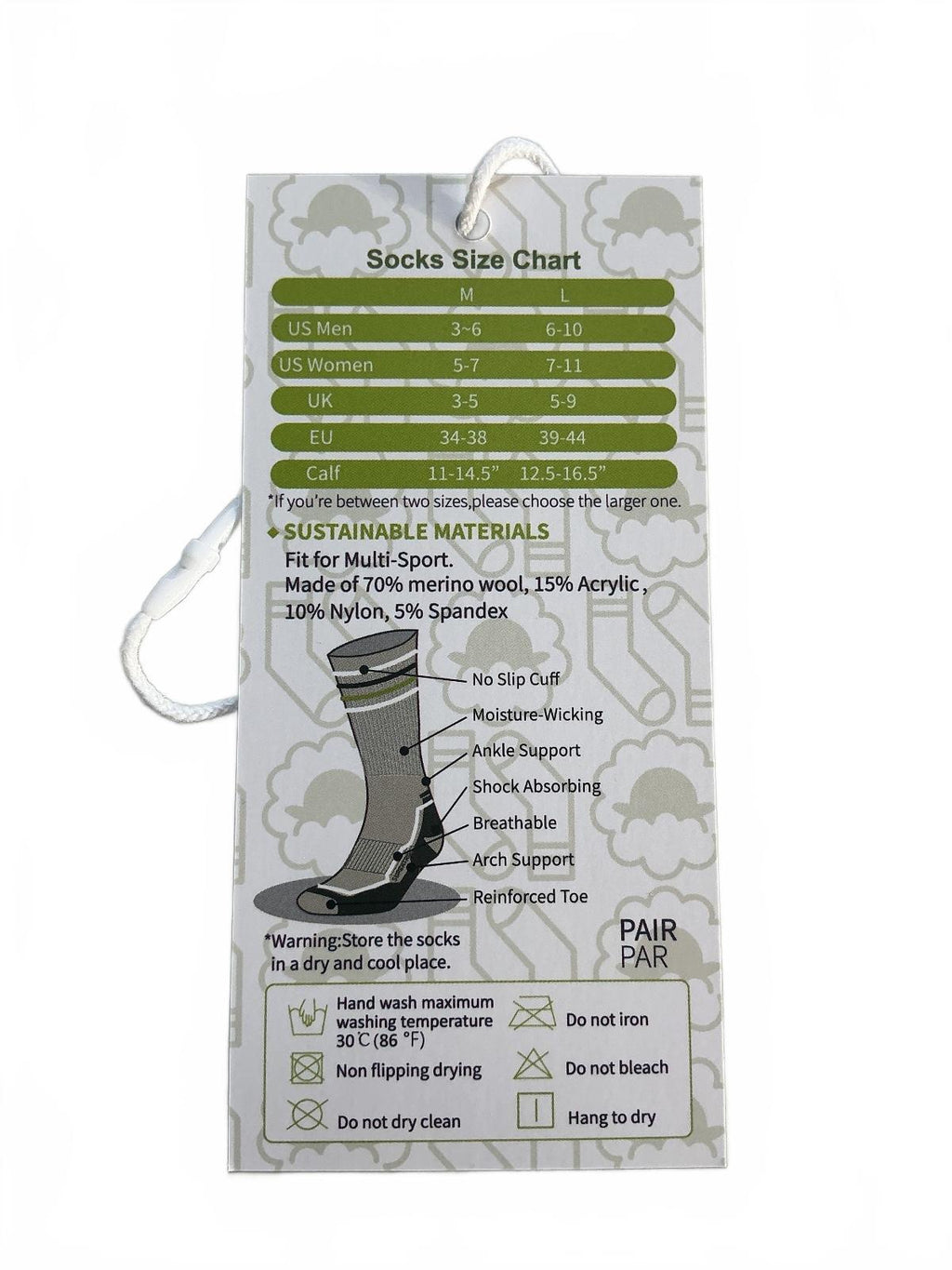 Supertrip Hiking Wool Socks Medium Size 3-5Uk Comfortable Fit