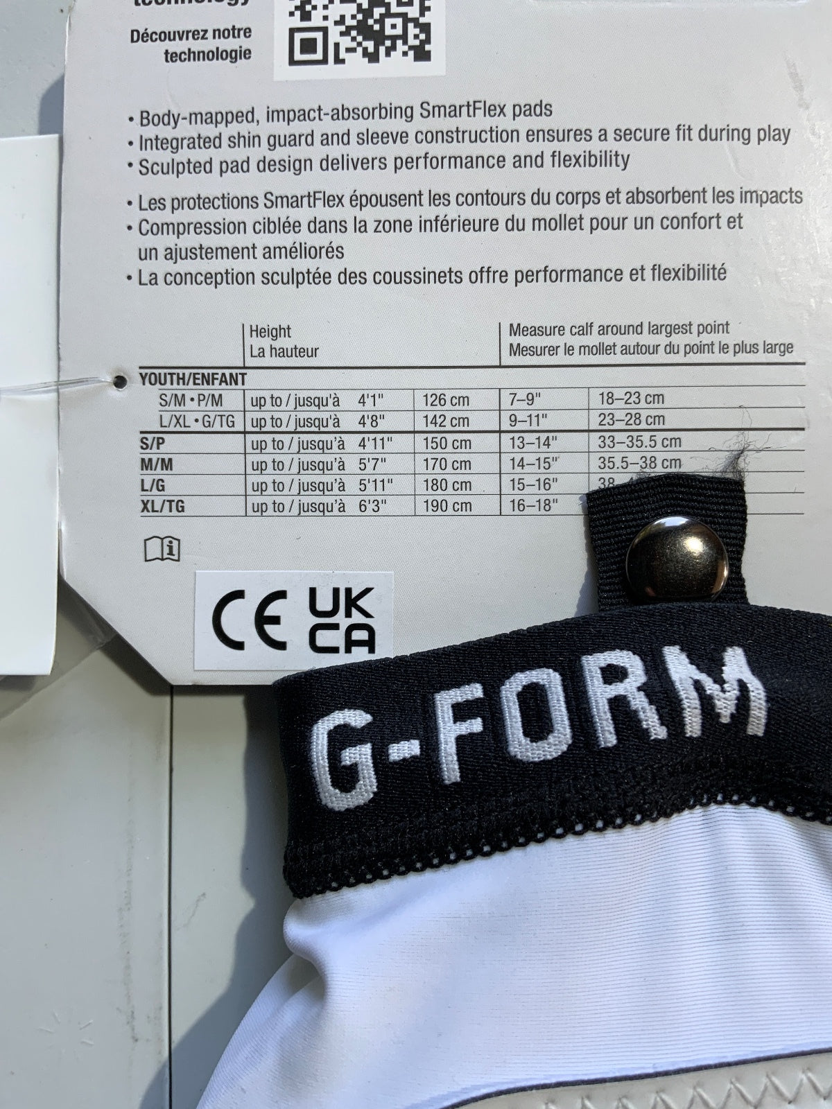 *NEW* G-Form Pro-S Vento Soccer Shin Guards Youth L/XL White Black