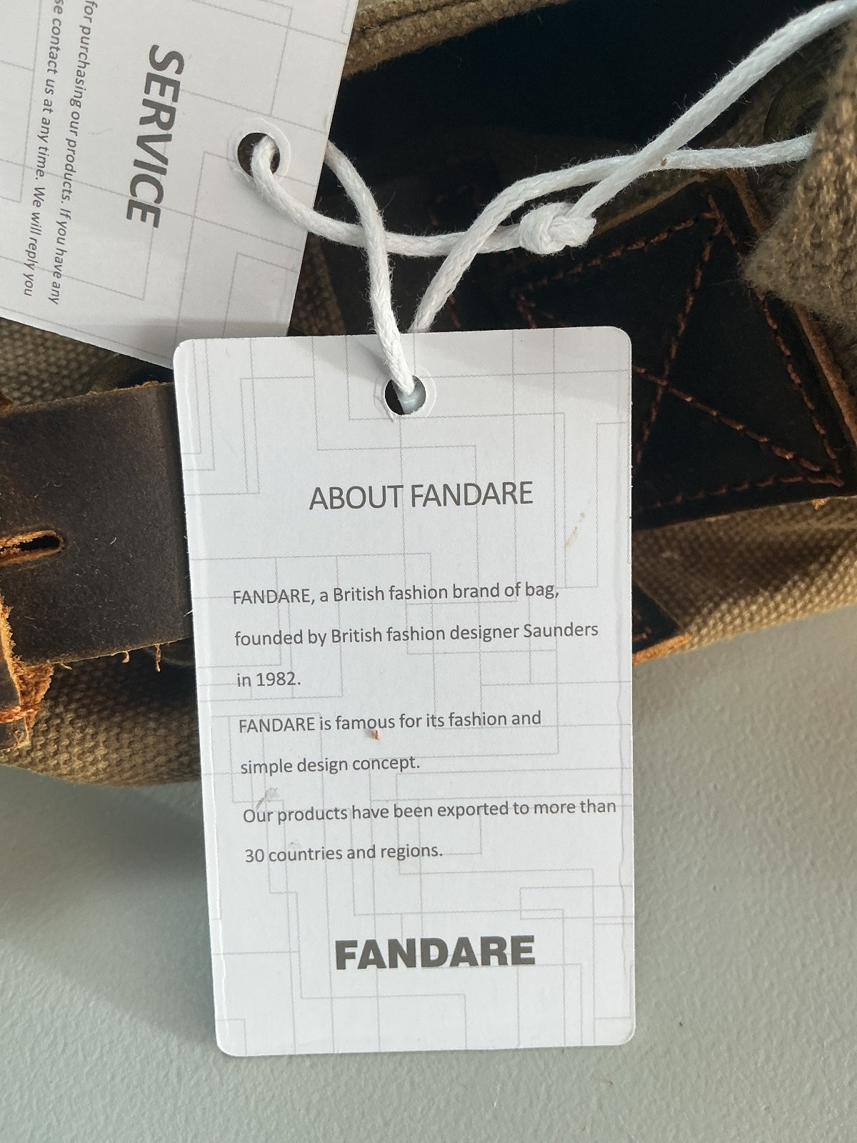 Fandare Brown Canvas Messenger Bag Size Medium