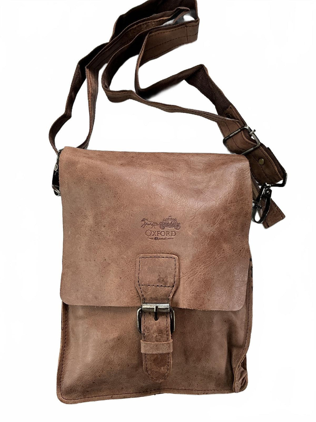Bespoke Oxford Chariot Luxury Leather Messenger Bag Men Brown Adjustable Strap