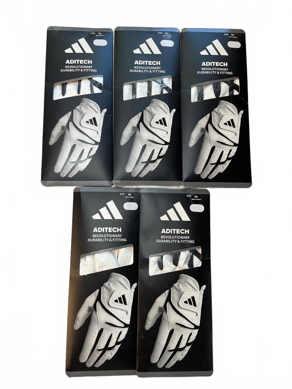 Five Pack Adidas Aditech Golf Gloves Size M/L Men's Right Hand