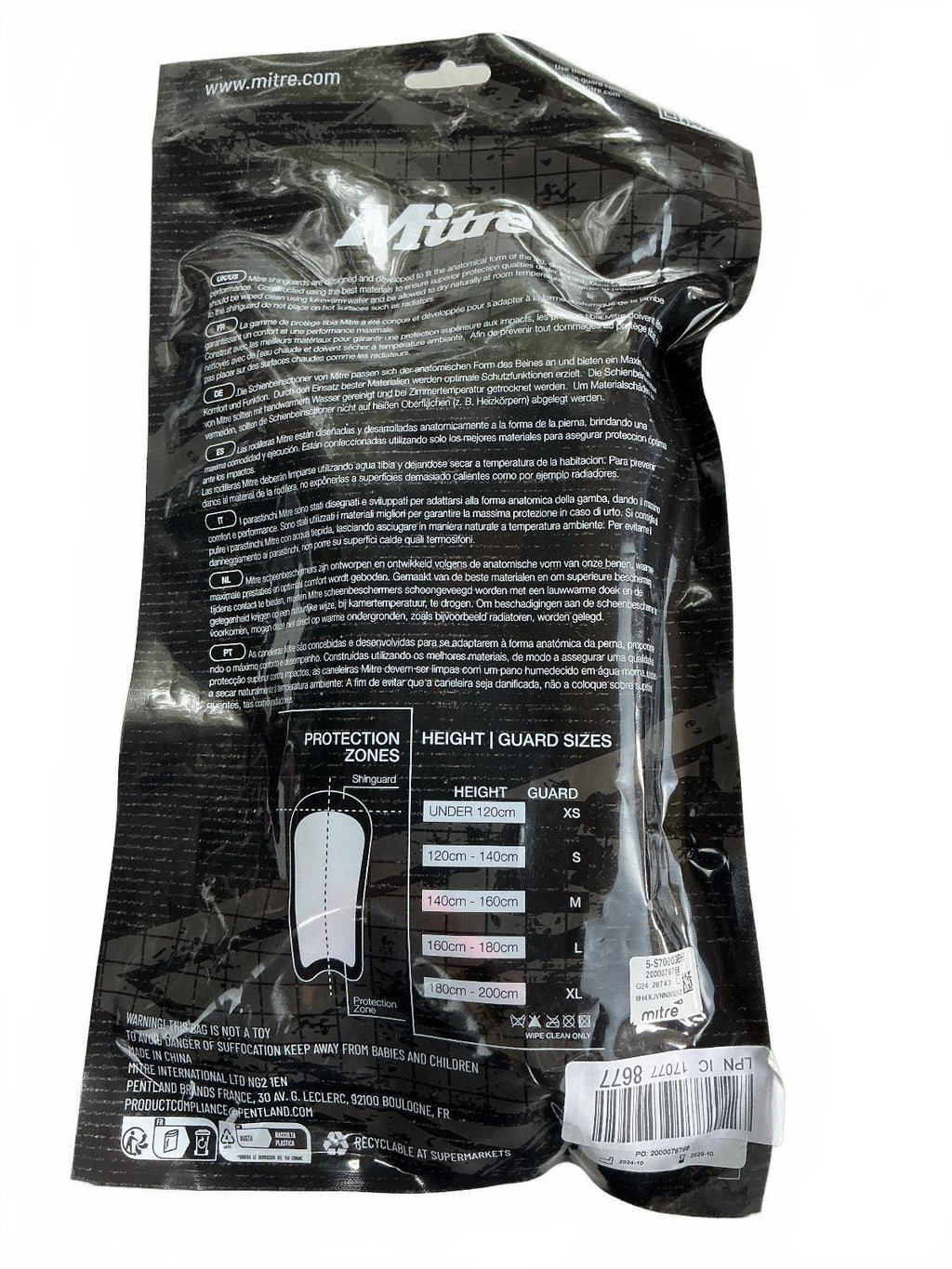 Mitre Aircell Carbon Shin Guards Unisex XS Black Red Lightweight Protection