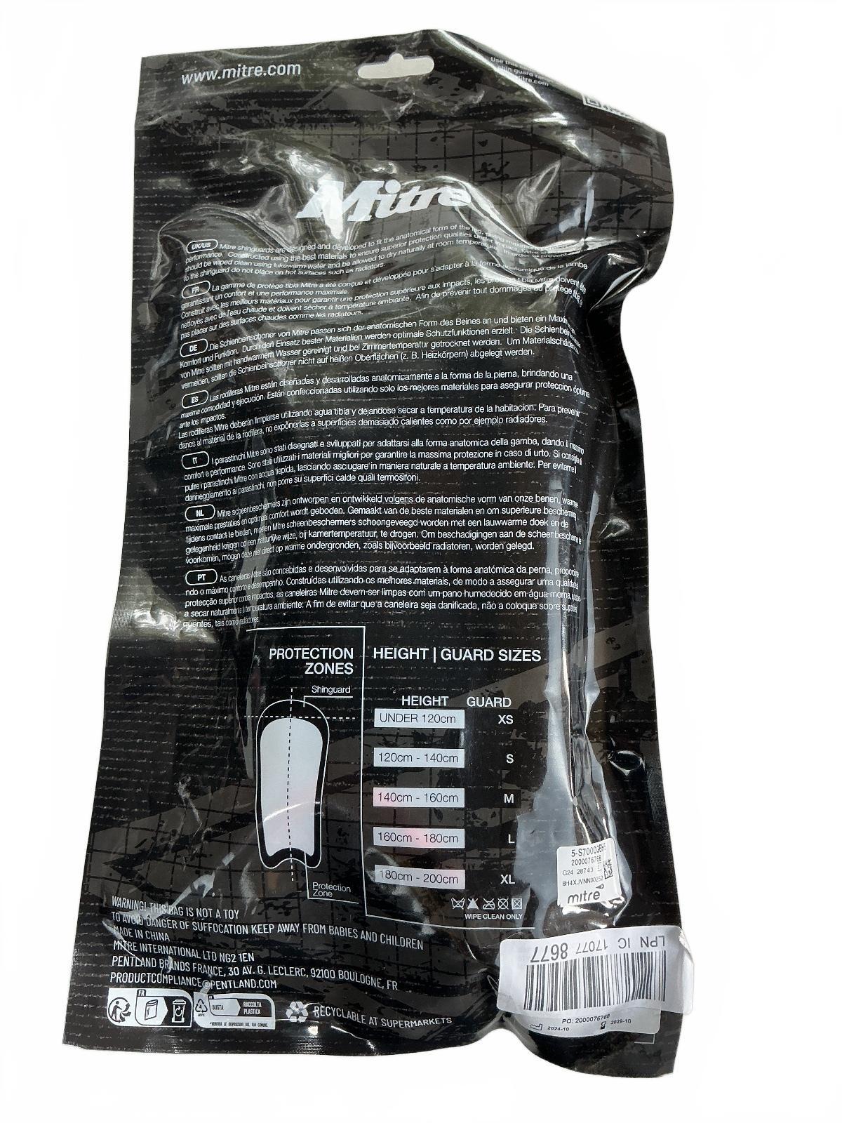 Mitre Aircell Carbon Shin Guards Unisex XS Black Red Lightweight Protection
