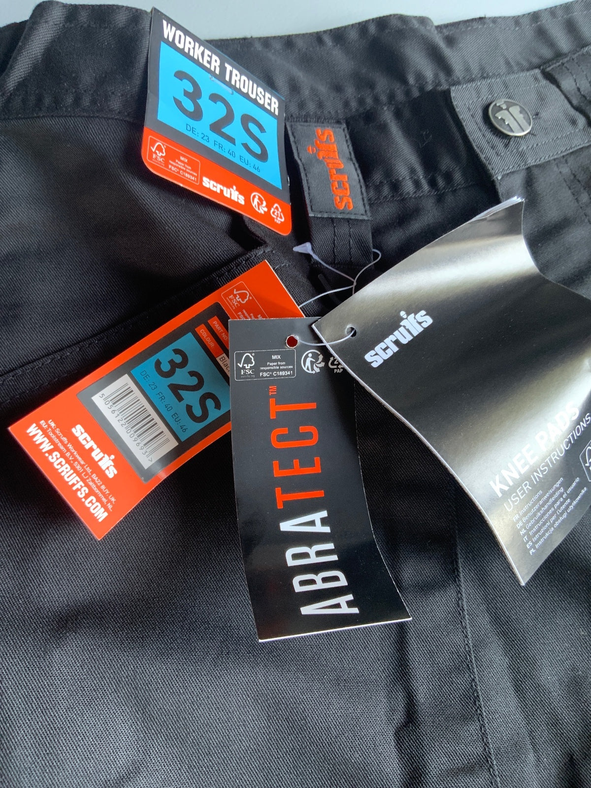 *NEW* Scruffs Worker Trousers 32S Black Durable Workwear Pants