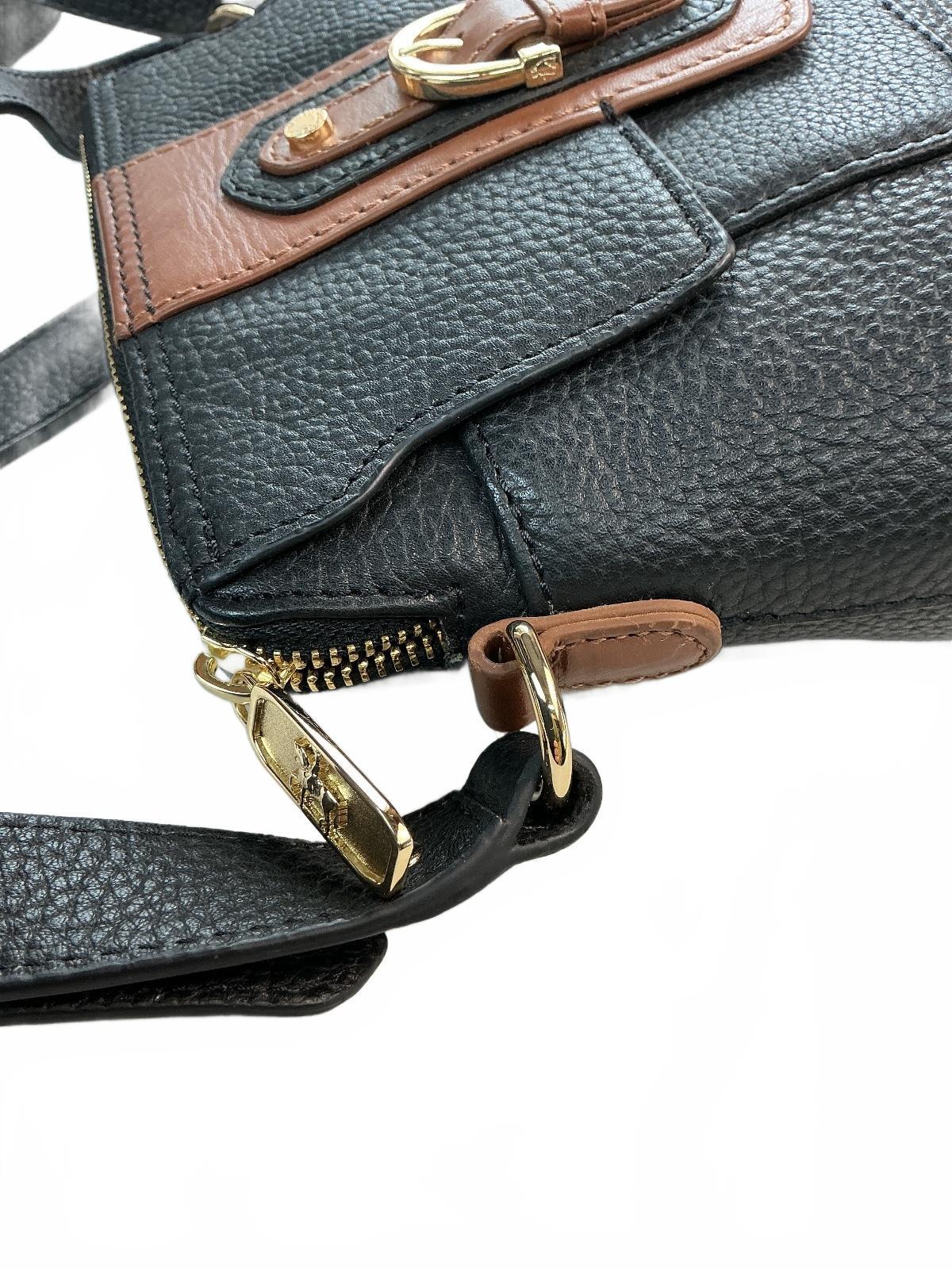 Paul Costelloe Women's Black and Tan Pebbled Leather Crossbody Shoulder Bag