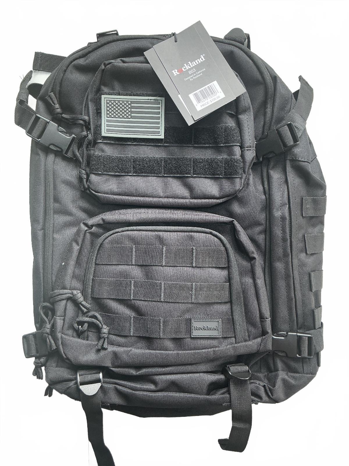 *NEW* Rockland B03 Tactical Backpack Black with Adjustable Straps