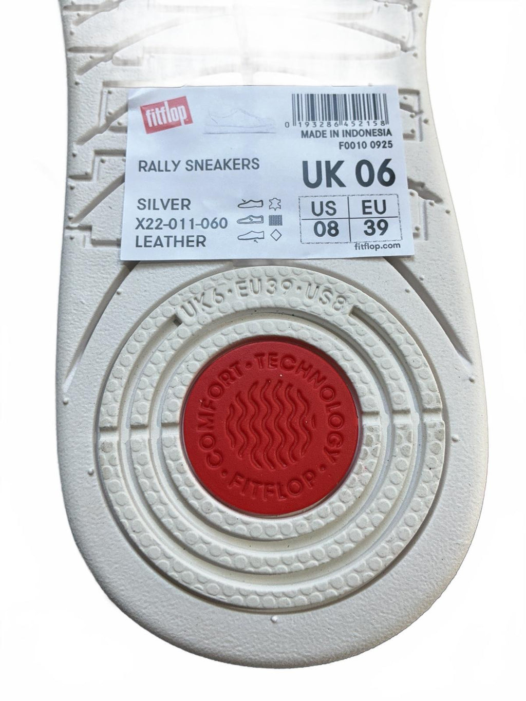 Fitflop Rally Silver Metallic Leather Trainer Sneakers UK Size 6 Comfortable