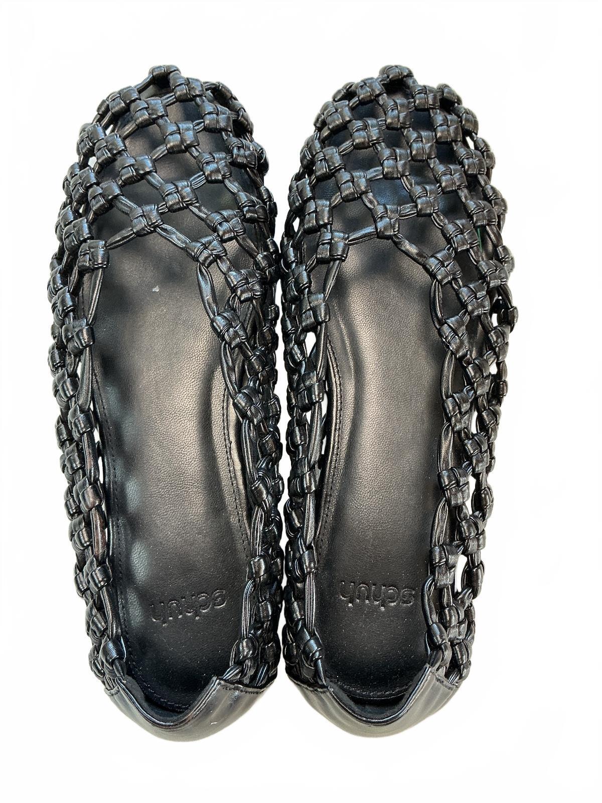 Schuh Black Woven Leather Flats Size 5 Stylish Comfortable Shoes