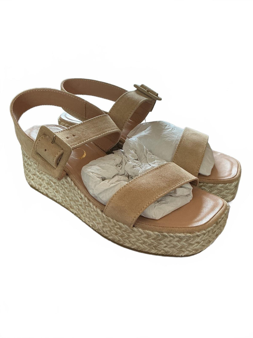 Gaimo Beige Suede Espadrille Wedge Sandals Size 5 UK Summer Footwear