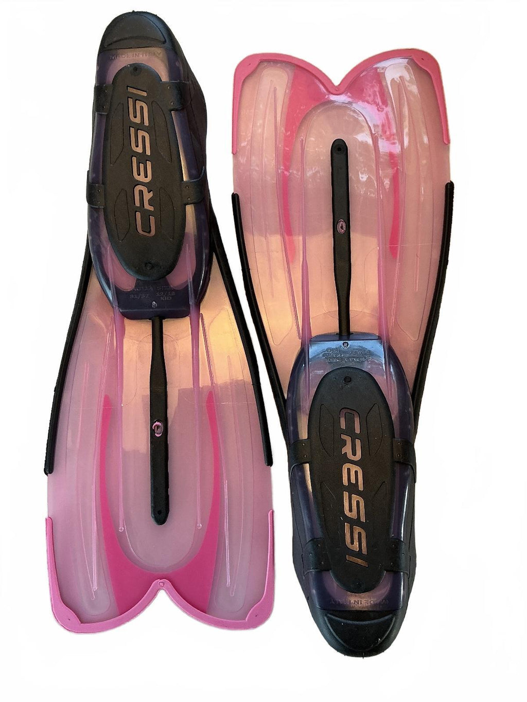 Cressi Agua Kid Kids Pink Transparent Adjustable Swim Fins Size 12.5/13.5 New