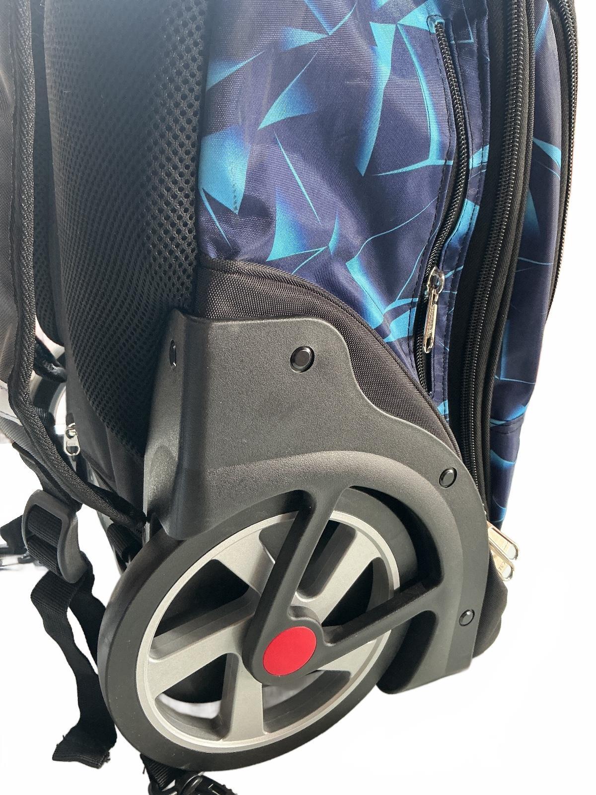 Feiyu Blue Geometric Pattern Wheeled Backpack 20L Size Medium Schoolbag Bts