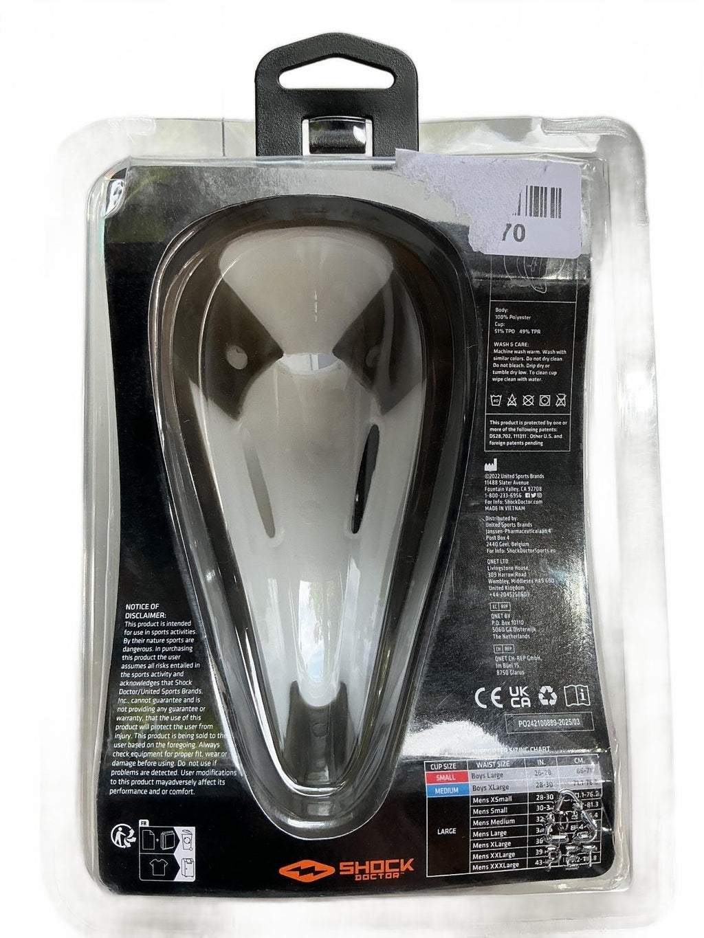 Shock Doctor Core Supporter with BioFlex Cup Mens XXL Waist 39-43 inches
