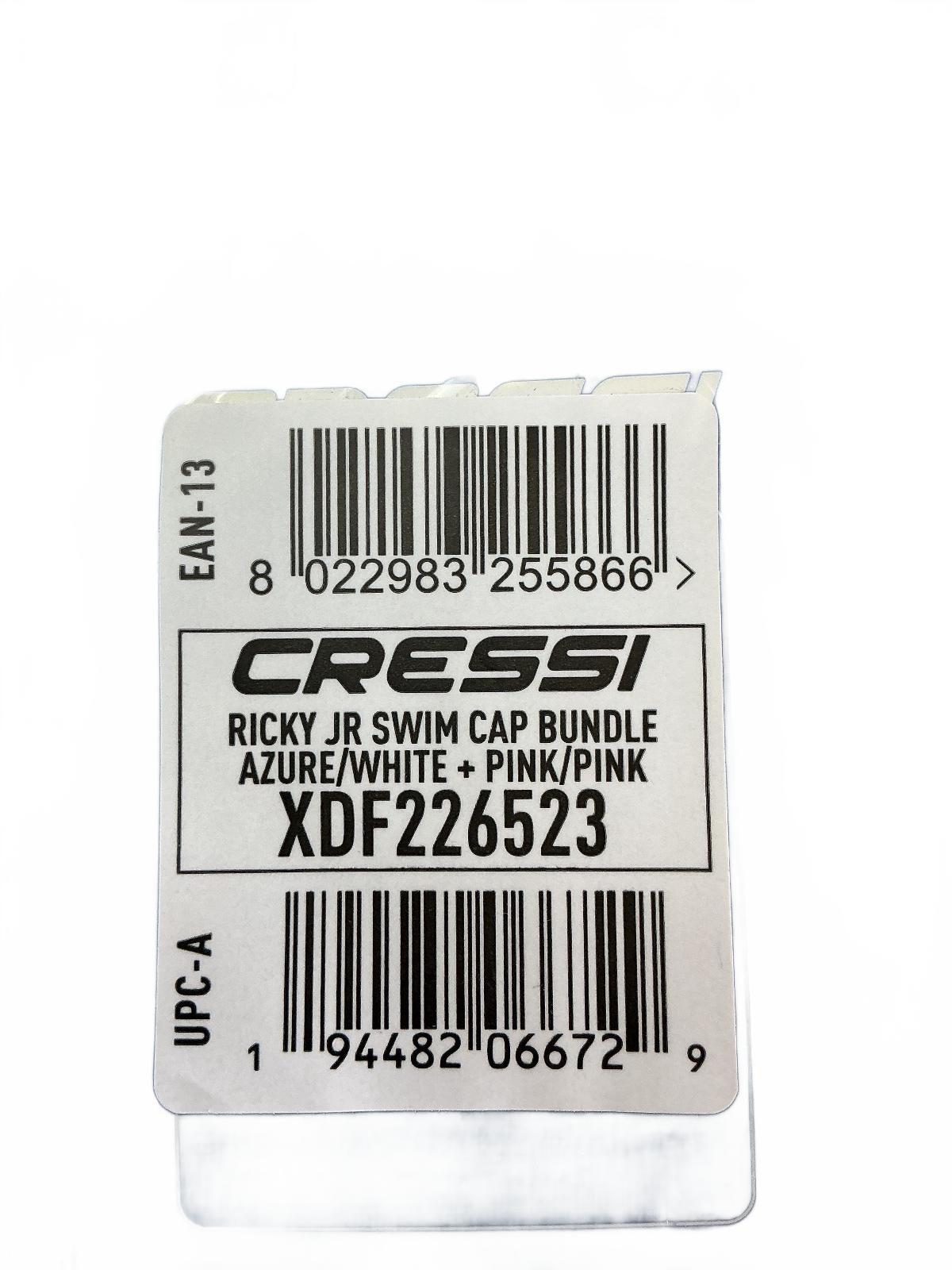 Cressi Ricky Jr Swim Cap Bundle Kids Azure White Pink Silicone Durable Hypo-All