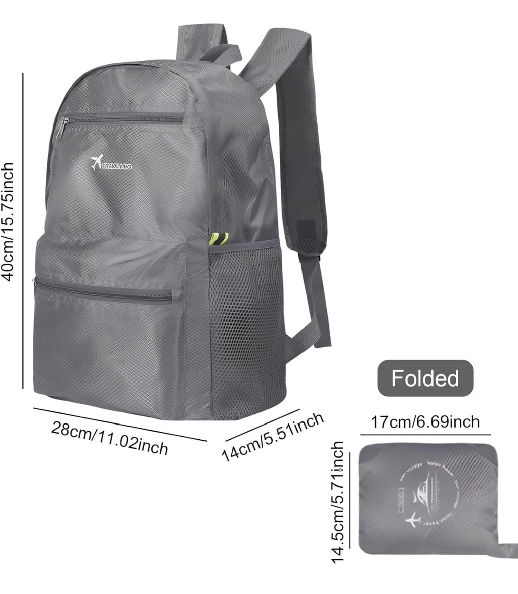 Travellings Backpack Unisex Black Lightweight Foldable Large Capacity