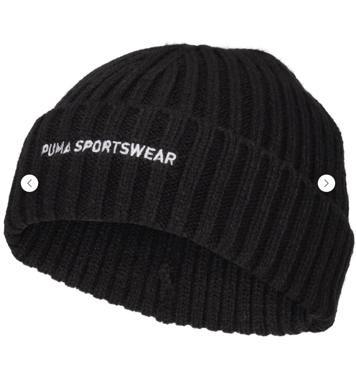 Puma Sportwear Fisherman Beanie Unisex Adult Black Ribbed Knit Hat