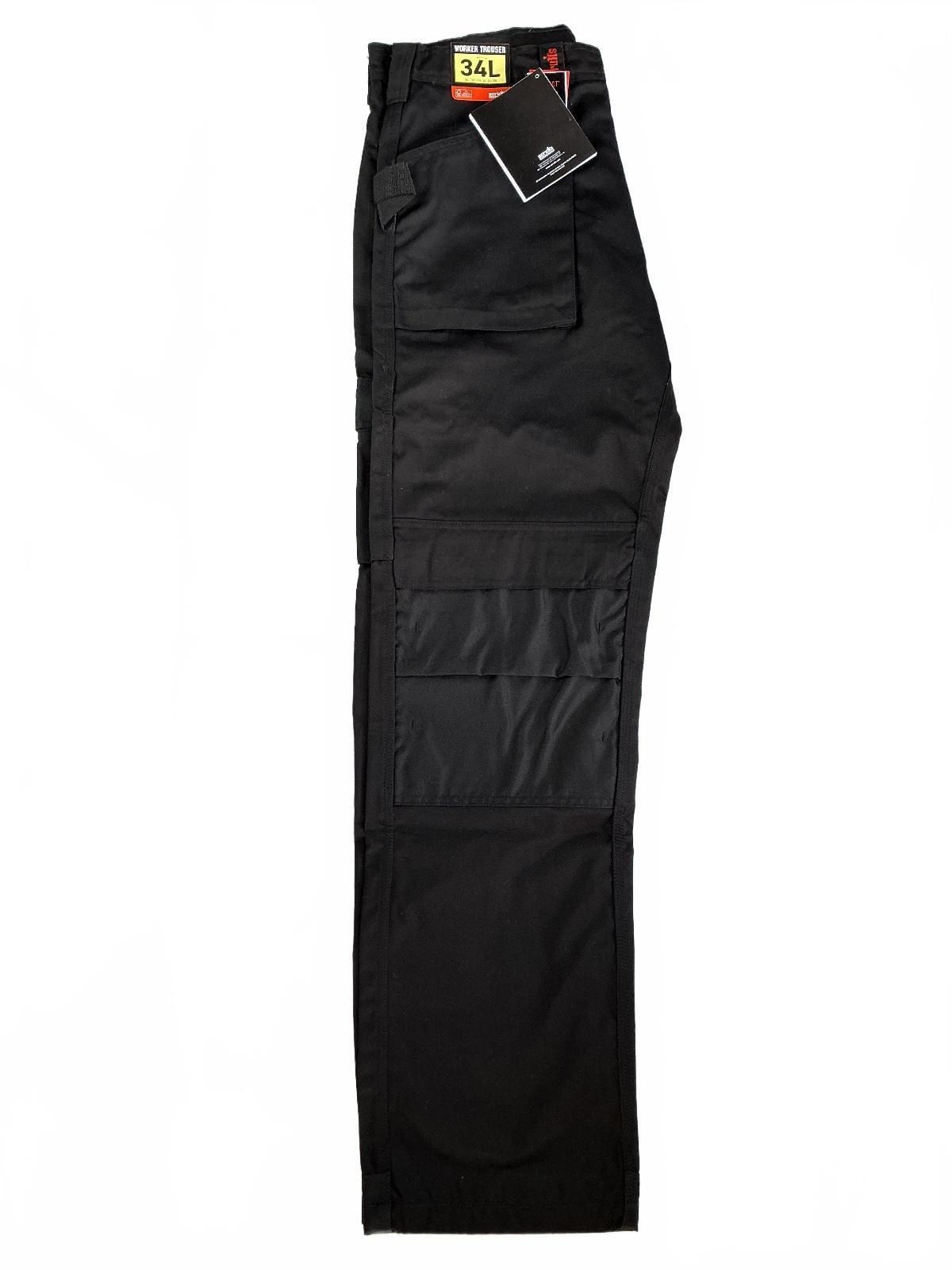 Scruffs Worker Trouser Men's 34L Black Durable Workwear Cargo Pockets