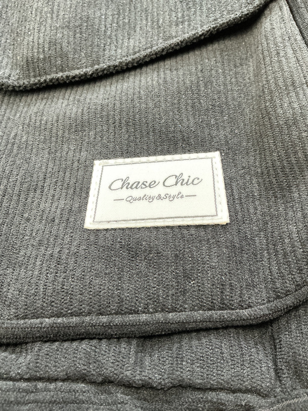 Chase Chic Corduroy Backpack with Front Pockets Black New