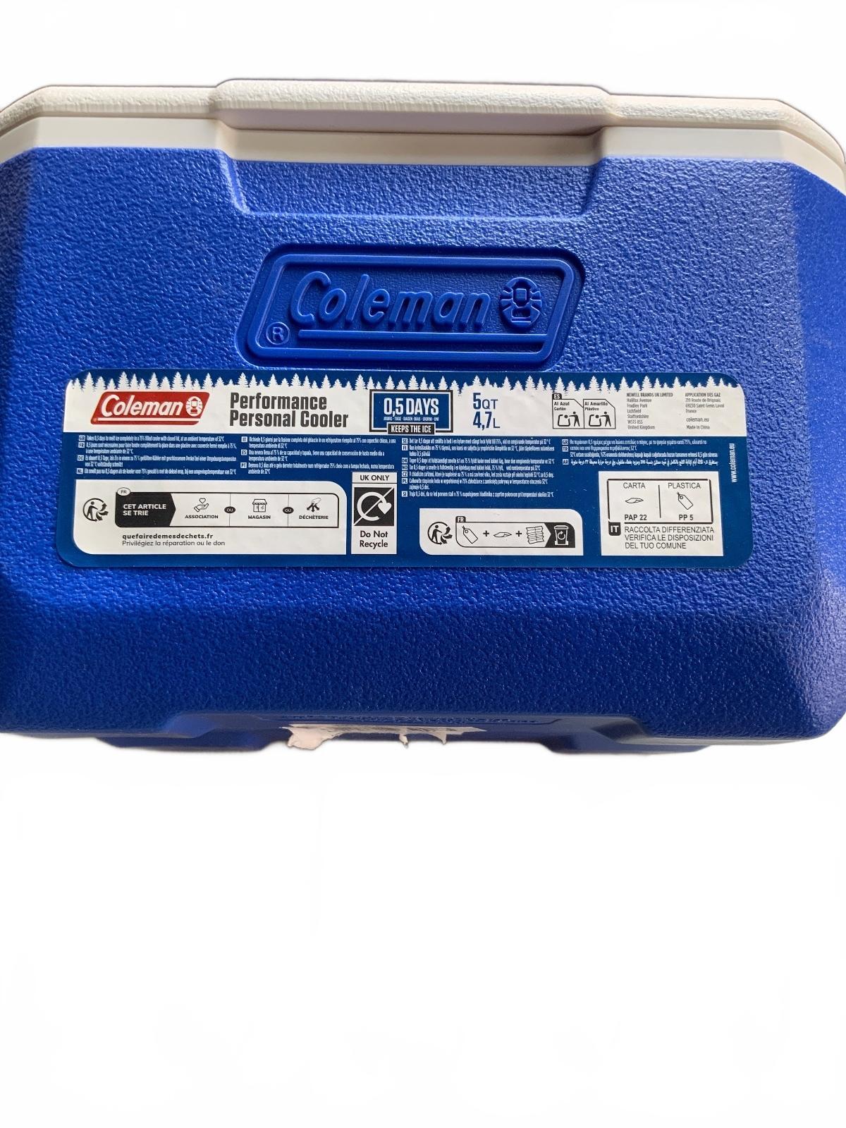 Coleman Performance Personal Cooler 5qt 4.7L Blue White Portable Box